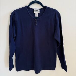 Vintage Northern Reflections Navy Waffle Knit Henley size Medium Cottagecore